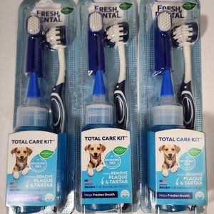 Fresh Dental Total Care Kit for Dogs + Brushing Gel. NEW Lot 3Pcs